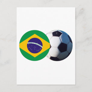 Soccer Ball & Brazil Flag The MUSEUM Zazzle Postcard