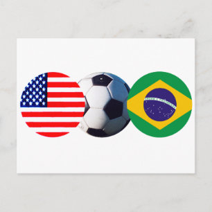 Soccer Ball Brazil & USA Flags The MUSEUM Zazzle Postcard