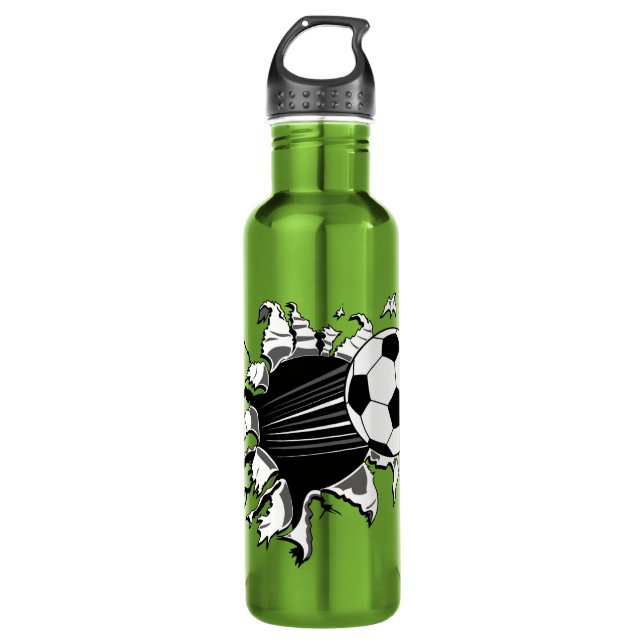 Soccer Ball Busting Out 710 Ml Water Bottle (Front)