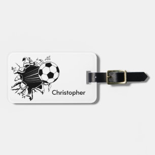 Soccer Ball Busting Out Address Luggage Tag