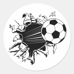 Soccer Ball Busting Out Classic Round Sticker