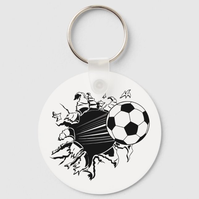Soccer Ball Busting Out Key Ring (Front)