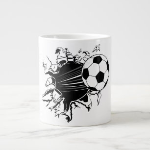 Soccer Ball Busting Out Large Coffee Mug