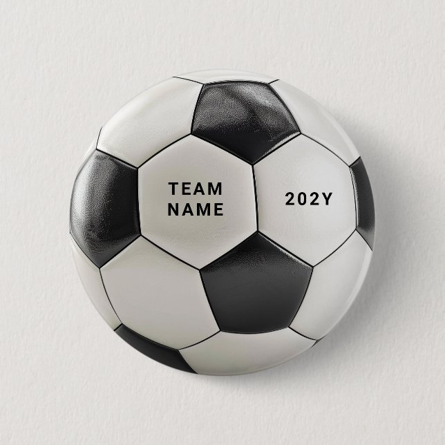 Soccer Ball Button Pin | Custom Team Name Buttons (Front)