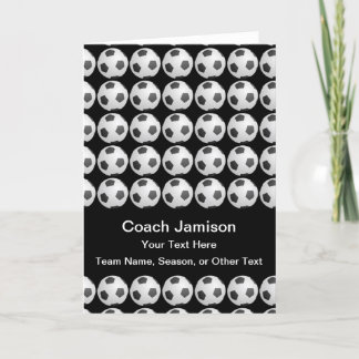 Soccer Ball Card for Coach, Black, Blank Inside