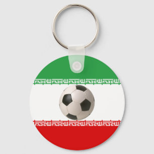 Soccer ball centre of Iranian flag Key Ring