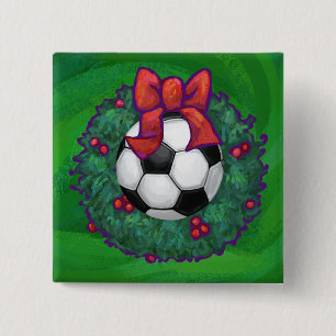 Soccer Ball Christmas 15 Cm Square Badge