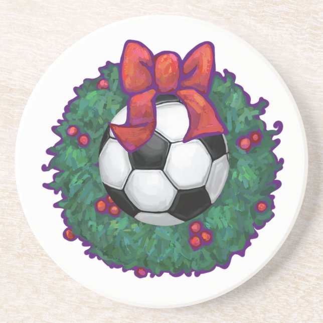 Soccer Ball Christmas Coaster (Front)