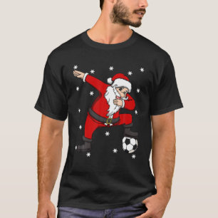 Soccer Ball Christmas Dabbing Santa Claus Sport Pl T-Shirt