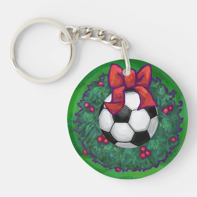 Soccer Ball Christmas Key Ring (Front)