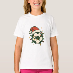 Soccer Ball Christmas Lights Santa Hat Funny  T-Shirt