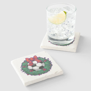 Soccer Ball Christmas Stone Coaster