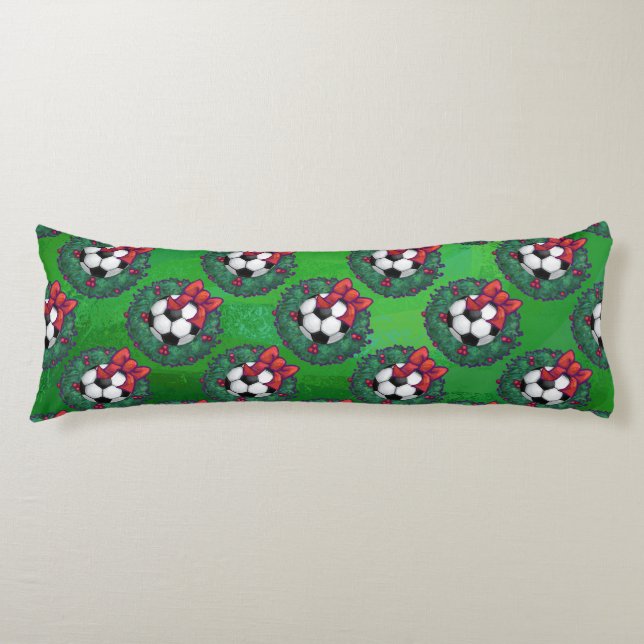 Soccer Ball Christmas Wreath Pattern Body Cushion (Front)