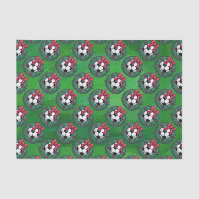 Soccer Ball Christmas Wreath Tissue Paper (Front)