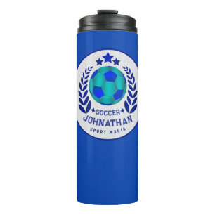 Soccer Ball Crest Bright Blue Sport Fan Gifts Thermal Tumbler