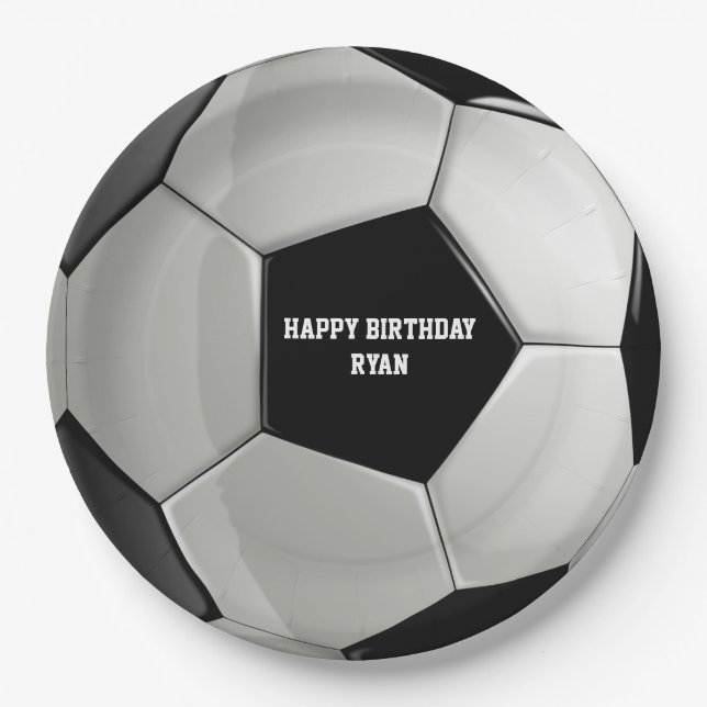 Soccer Ball Custom Birthday Paper Plate (Front)
