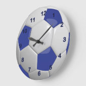 Soccer Ball | Dark Blue Large Clock (Angle)
