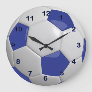 Soccer Ball   Dark Blue Large Clock