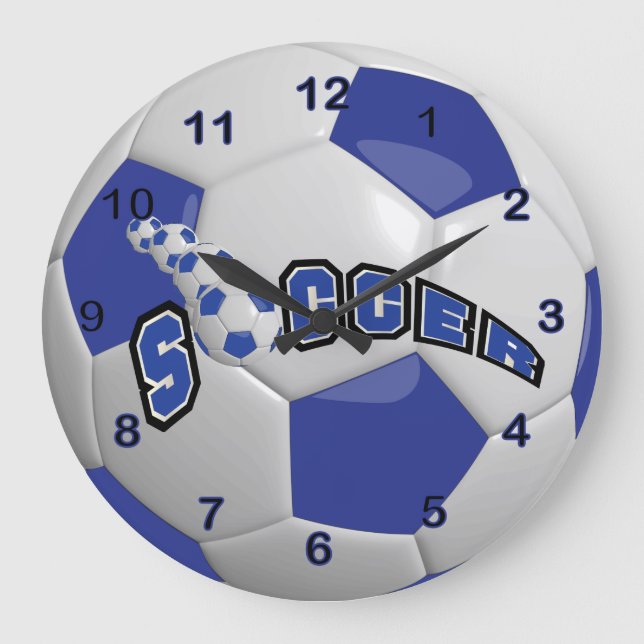 Soccer Ball | Dark Blue Large Clock (Front)