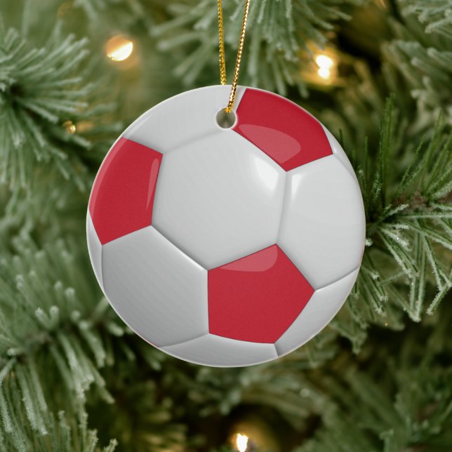 Soccer Ball | Dark Red Ceramic Tree Decoration (Tree)