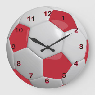 Soccer Ball Dark Red Large Clock