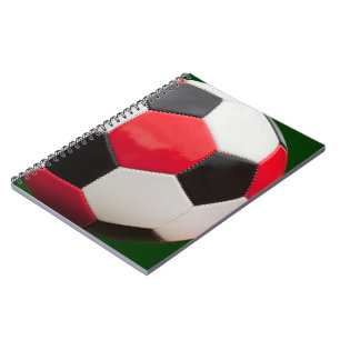 Soccer Ball Design, Red Black & White, Notebook