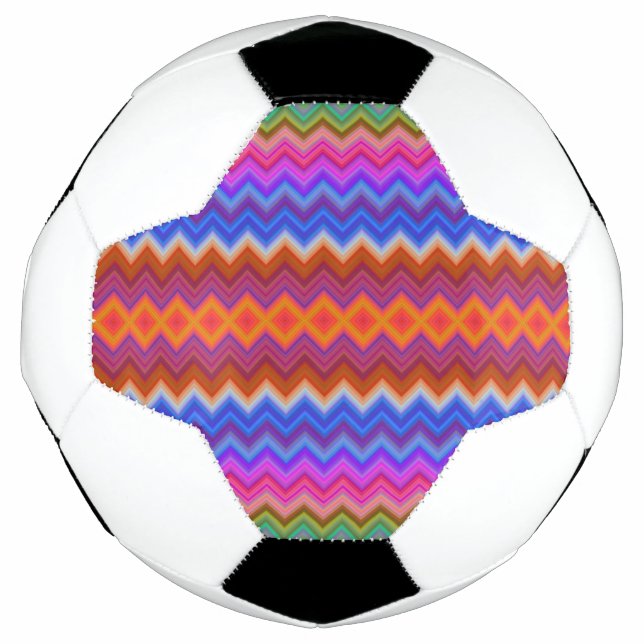 Soccer ball design with a colourful zigzag pattern (Front)