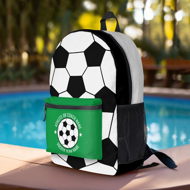 Soccer Ball Drawing with Custom Sports Name Printed Backpack (Personalized Sports Backpack)