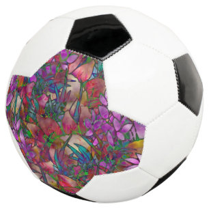 Soccer Ball Floral Abstract Stained Glass