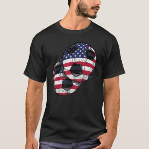 Soccer Ball Football America American Usa Flag 4th T-Shirt