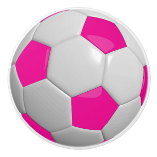 Soccer Ball / Football in Hot Pink Ceramic Knob