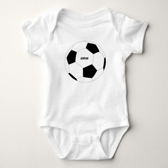 Soccer Ball Football Personalised  Baby Bodysuit (Front)