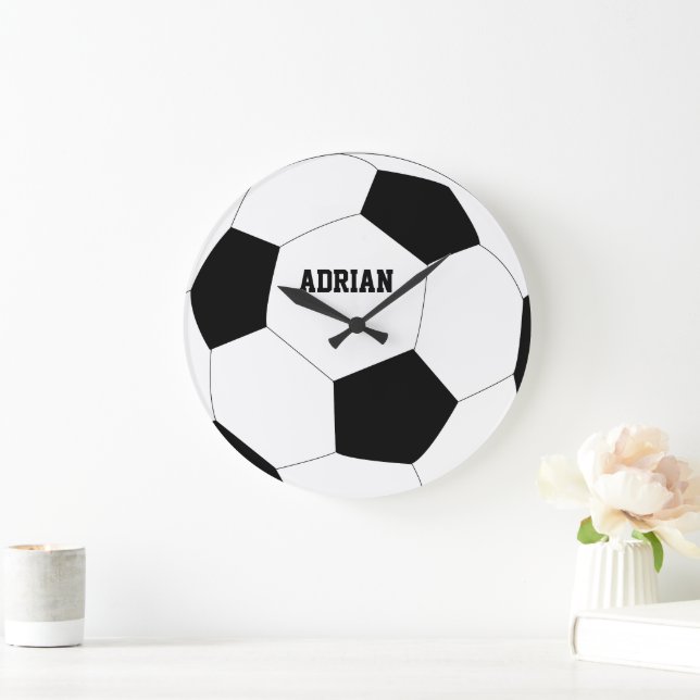 Soccer Ball Football Personalised Large Clock (Home)