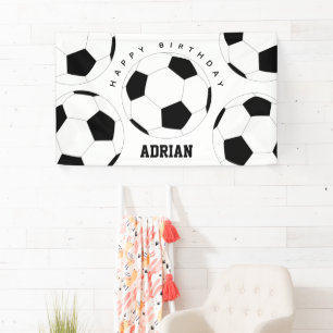Soccer Ball Football Personalised Name Birthday Banner