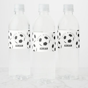 Soccer Ball Football Personalised Name Birthday Water Bottle Label