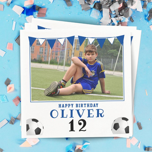 Soccer Ball Football Photo Sports Birthday Napkin (Creator Uploaded)