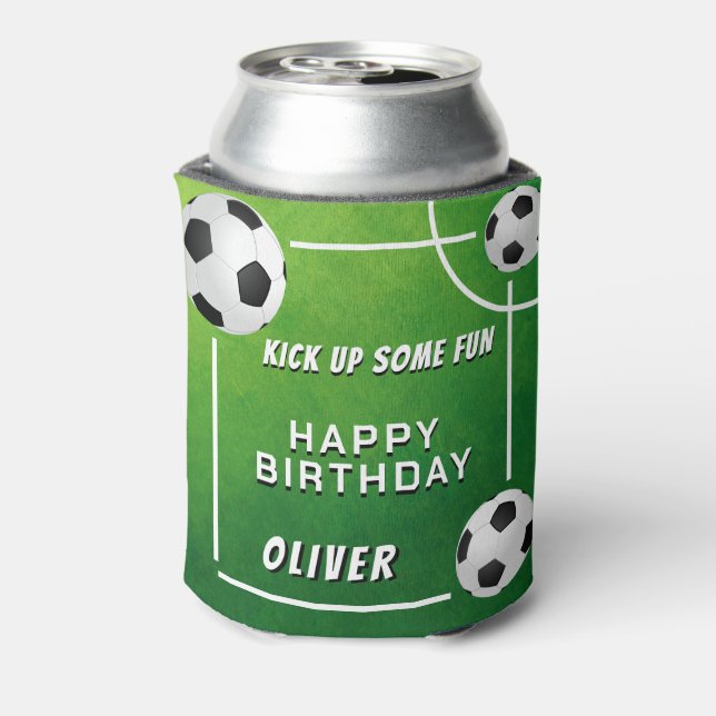 Soccer Ball Football Sports Kids Birthday Can Cooler (Can Back)