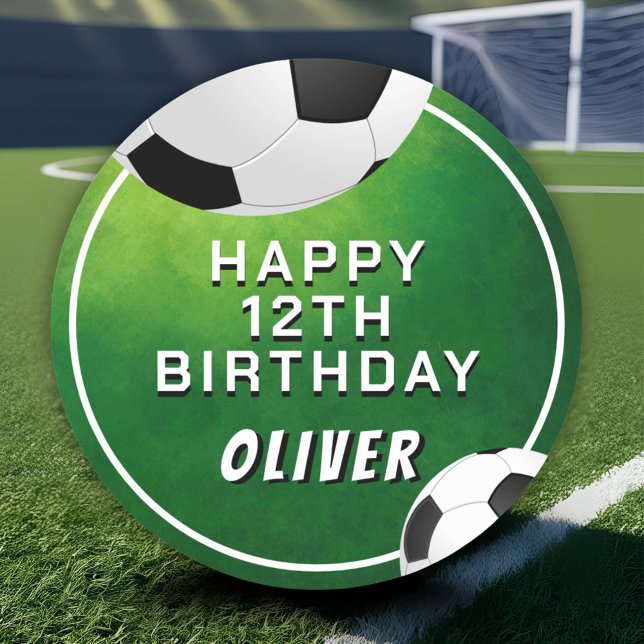 Soccer Ball Football Sports Kids Birthday Classic Round Sticker (Creator Uploaded)