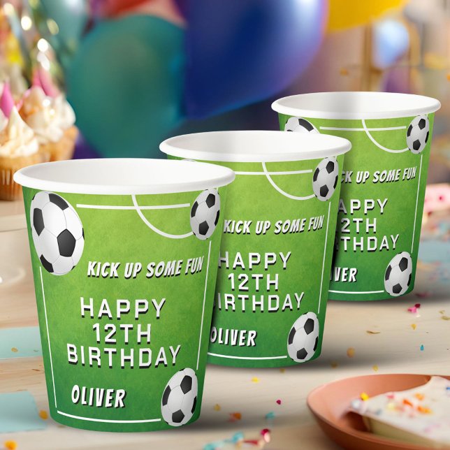 Soccer Ball Football Sports Kids Birthday Paper Cups (Creator Uploaded)
