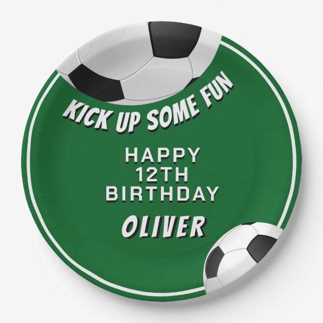 Soccer Ball Football Sports Kids Birthday Paper Plate (Front)