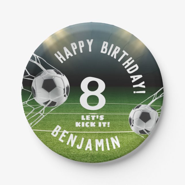 Soccer Ball Football Sports Kids Birthday  Paper Plate (Front)