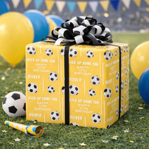Soccer Ball Football Sports Kids Birthday Party Wrapping Paper