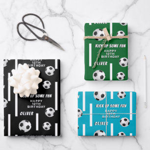 Soccer Ball Football Sports Kids Birthday Party Wrapping Paper Sheet