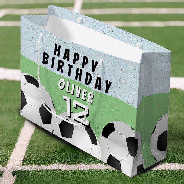 Soccer Ball Football Sports Kids Happy Birthday  Large Gift Bag (Creator Uploaded)