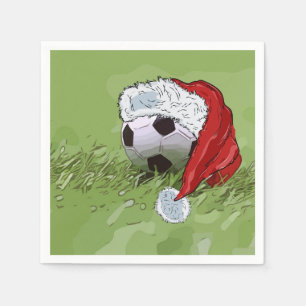Soccer ball for Christmas Party on Green Grass Napkin