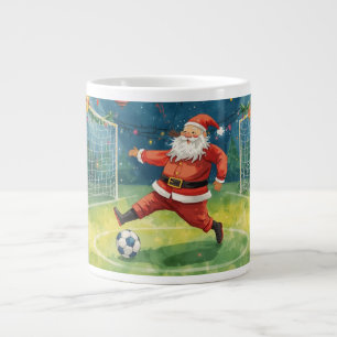 Soccer Ball for Christmas with Santa Claus Large Coffee Mug