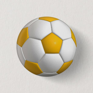 Soccer ball (futbol) pin / button - yellow gold
