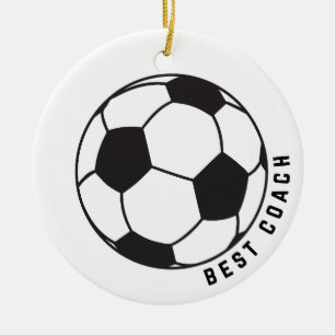Soccer Ball Graphic Coach Gift Ceramic Tree Decoration
