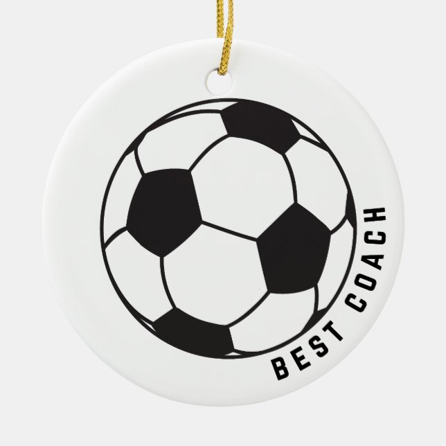 Soccer Ball Graphic Coach Gift Ceramic Tree Decoration (Front)