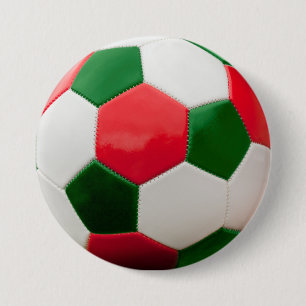 Soccer Ball, Green and Red 7.5 Cm Round Badge